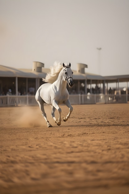 Бесплатное фото Лошадь бежит на соревнованиях