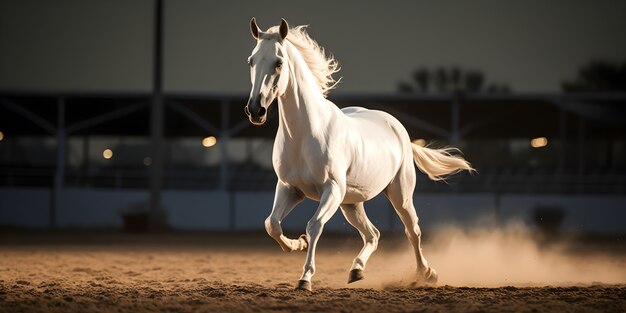 競技場で走る馬