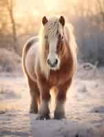 Free photo horse on top of snowy mountain