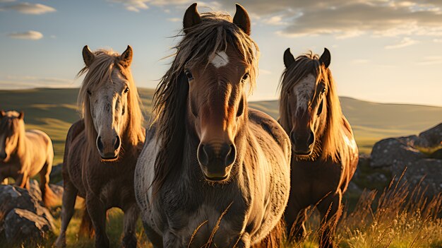 Horses in nature generate image