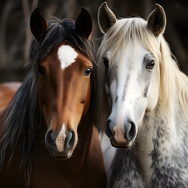 Free photo horses in nature generate image