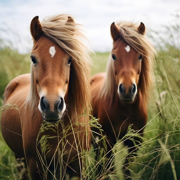 Free photo horses in nature generate image