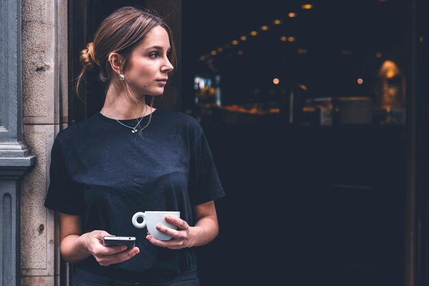 Hostess looking away during break