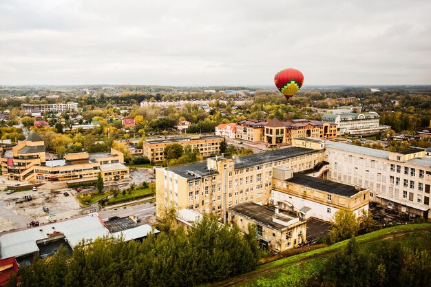  hot air balloon over the city 