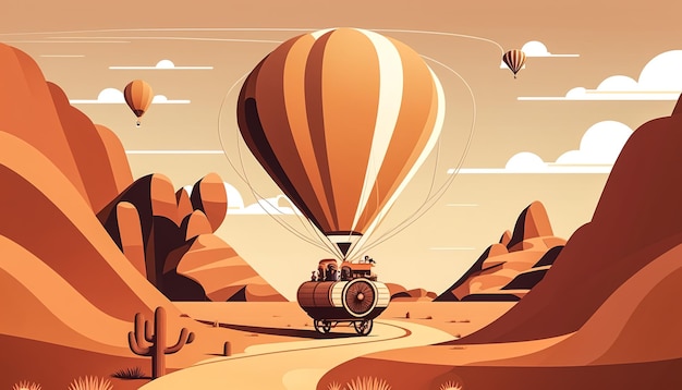 Hot air balloon in the desert generative AI