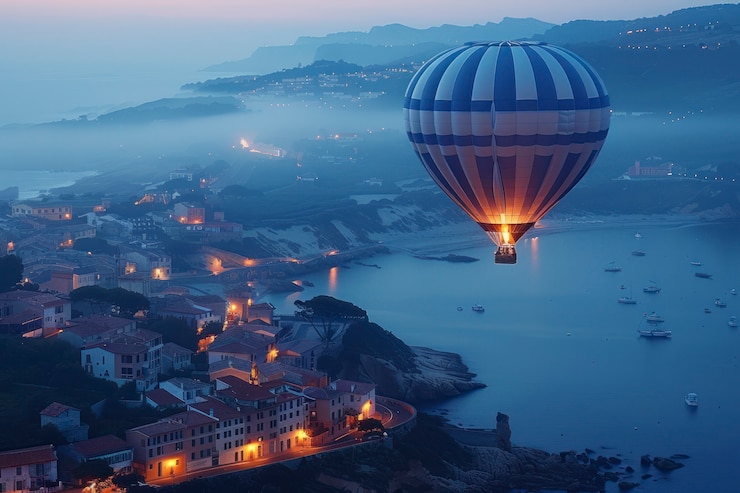 Free Photo hot air balloon over realistic dreamscape