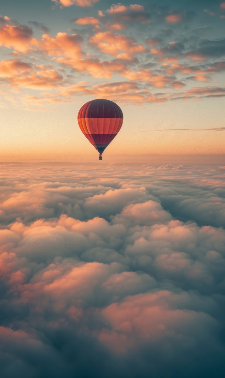 Free Photo hot air balloon over realistic dreamscape