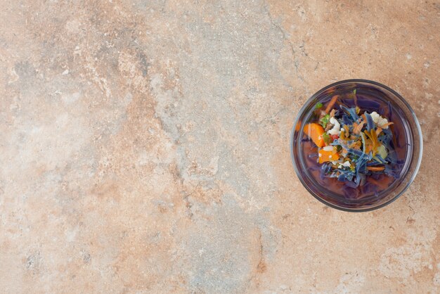 Hot, aroma, herbal tea on marble surface 