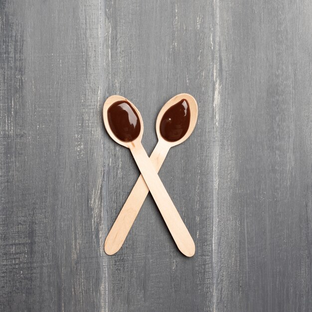 Hot chocolate on wooden spoons