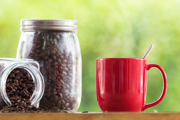 Hot coffee in mug