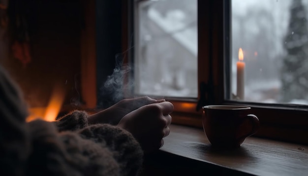 Foto gratuita le bevande calde portano calore nelle notti invernali generate dall'intelligenza artificiale