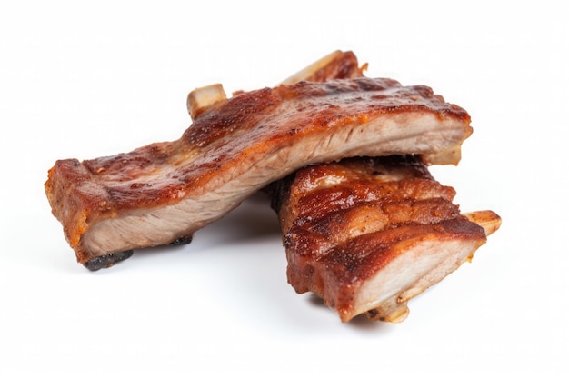 Free photo hot grilled spare ribs with barbecue sauce isolated on white background ai generative