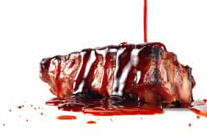 Free photo hot grilled spare ribs with barbecue sauce isolated on white background ai generative