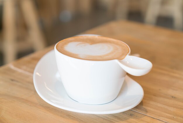 hot latte coffee in shop