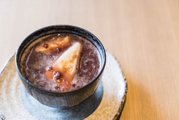 hot red bean paste with rice cake