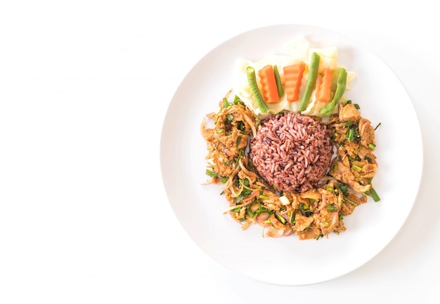 Hot and Spicy Grilled Pork Salad with Berry Rice