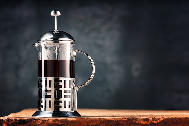 Hot tea in glass teapot