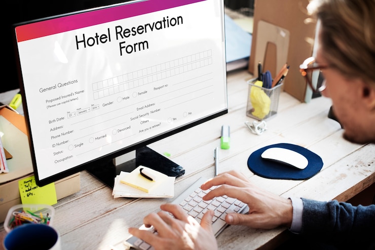 Free Photo hotel booking reservation form concept