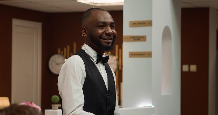 Free Photo hotel concierge offering services