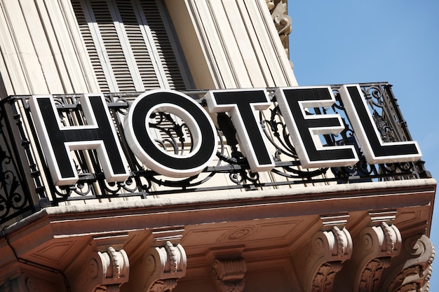 Hotel entrance sign