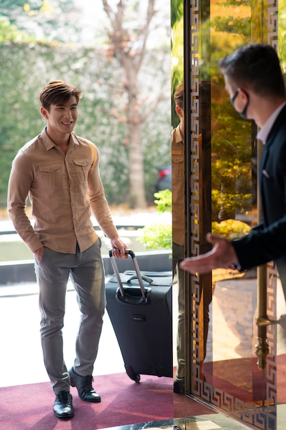 Hotel receptionist at work