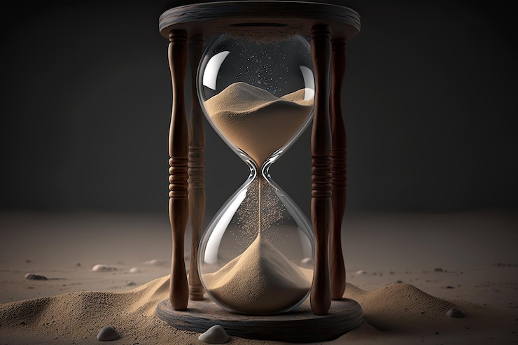 Free Photo a hourglass with sand in the middle and the word sand on it.