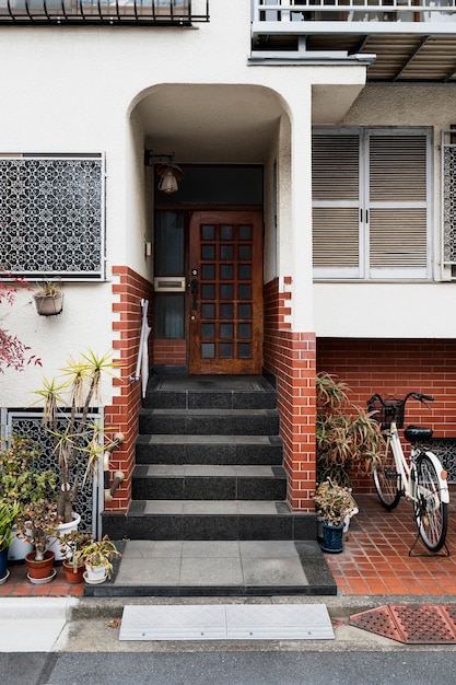 Free photo house entrance with stairs japanese culture