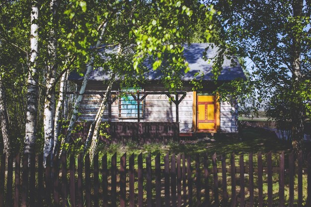 House with yellow door