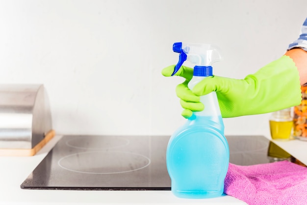 Housekeeping concept with cleaning products