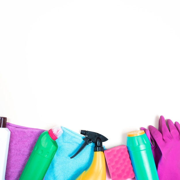 Housekeeping concept with cleaning products