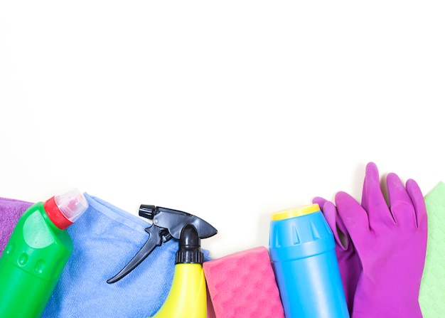 Housekeeping concept with cleaning products