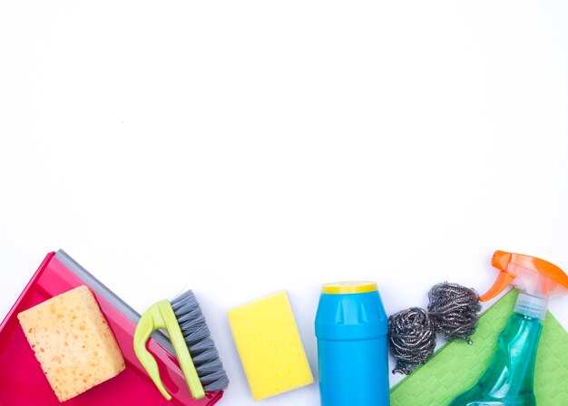 Housekeeping concept with cleaning products