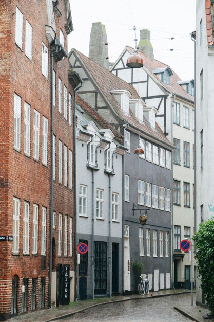 Houses of old city placed in row 