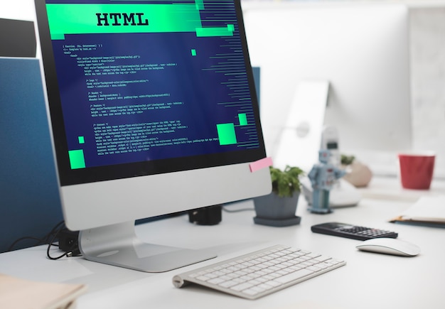 Foto gratuita concetto web di tecnologia avanzata di programmazione html