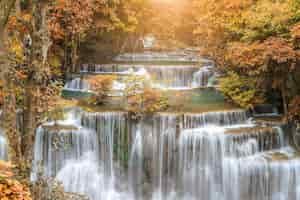 Free photo huai mae khamin waterfall tier 4 khuean srinagarindra national park kanchanaburi thailand