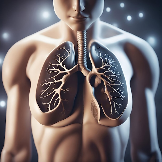 Free photo human body anatomy with lungs 3d illustration medical background