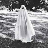 Free photo human in ghost costume in forest