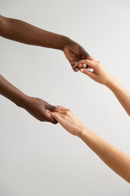 Human hands against white background