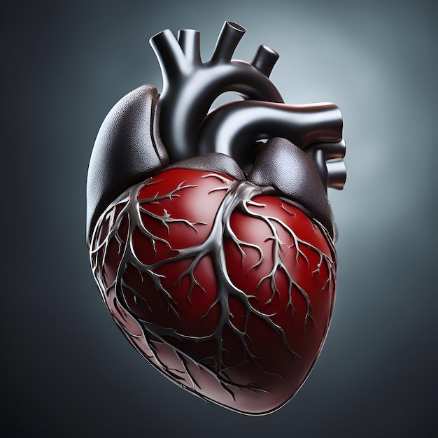 Человеческое сердце на темном фоне 3d иллюстрация Высокое разрешение