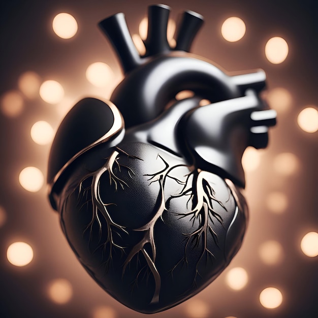 Free photo human heart with veins on bokeh background 3d illustration