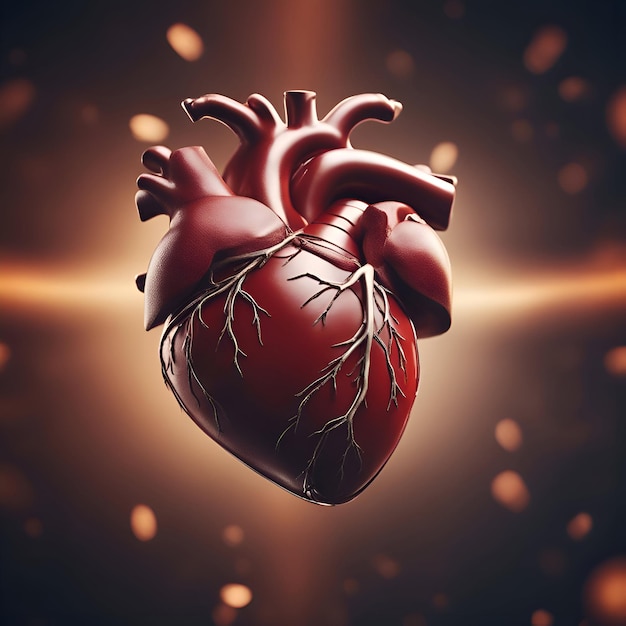 Free photo human heart with veins on a dark background 3d illustration