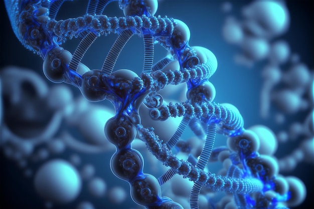 Human helix DNA structure concept in blue color