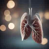 Free photo human lungs on abstract bokeh background 3d rendering