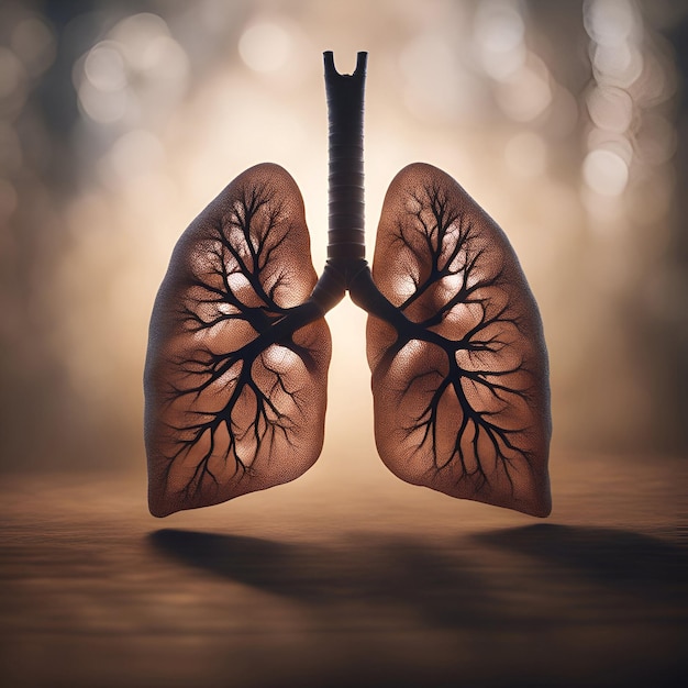 Free photo human lungs with veins on bokeh background 3d illustration