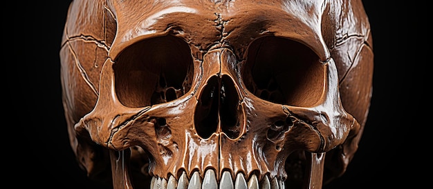 Foto gratuita cranio umano su sfondo nero