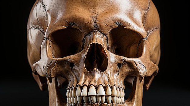 Бесплатное фото Человеческий череп на черном фоне