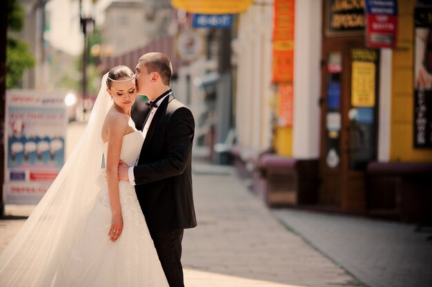 Husband kissed his wife's head