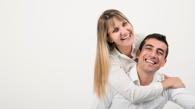 Husband and wife happy on fathers day