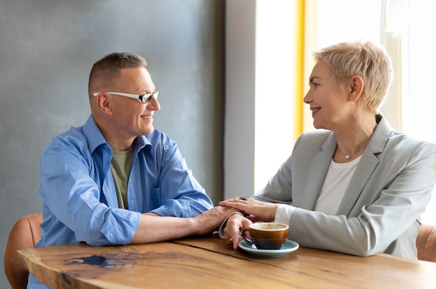 Husband and wife having a nice date at a cafe