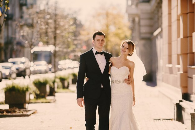 Husband and wife walking